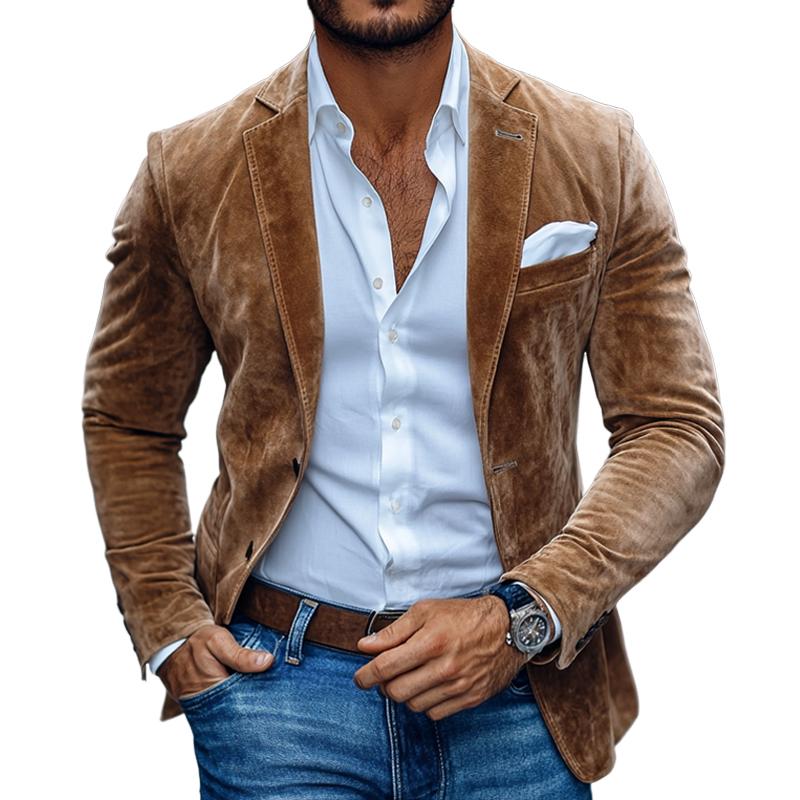 Moos | Hombre Blazer Ajustado con Revers Estrechos