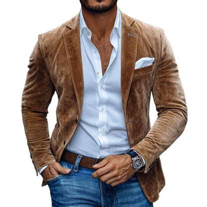 Moos | Hombre Blazer Ajustado con Revers Estrechos