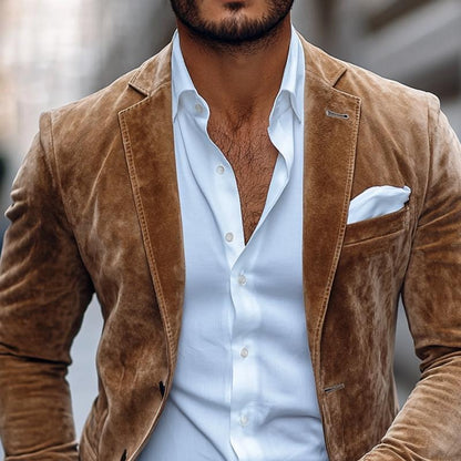 Moos | Hombre Blazer Ajustado con Revers Estrechos