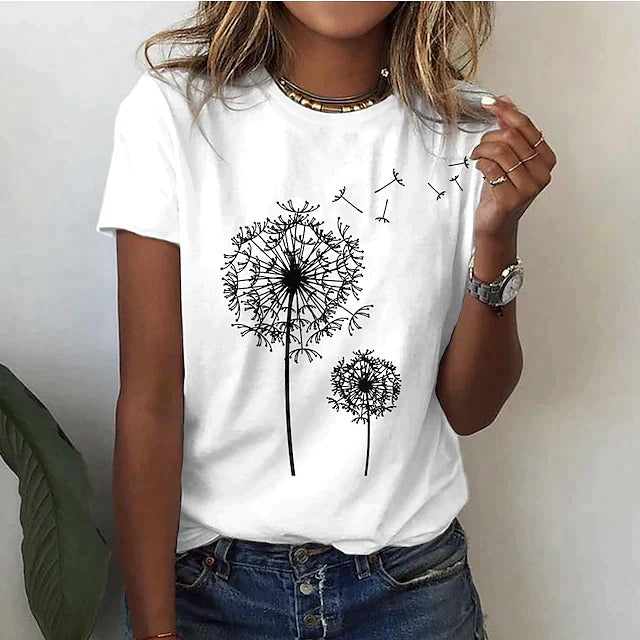 Carina | Mujer Camiseta con Estampado de Diente de León