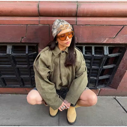 Noraly | Mujer Chaqueta Bomber de Ante con Forro