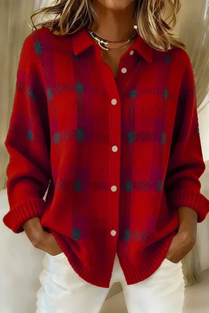 Lillian | Mujer Camisa de Punto a Rayas con Botones