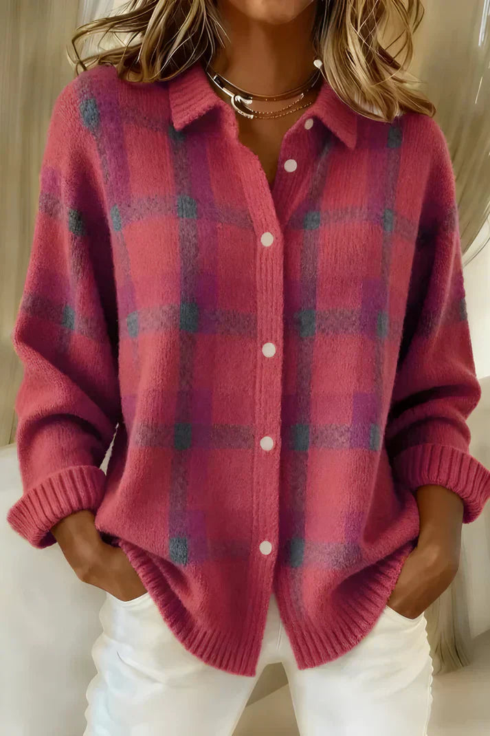 Lillian | Mujer Camisa de Punto a Rayas con Botones