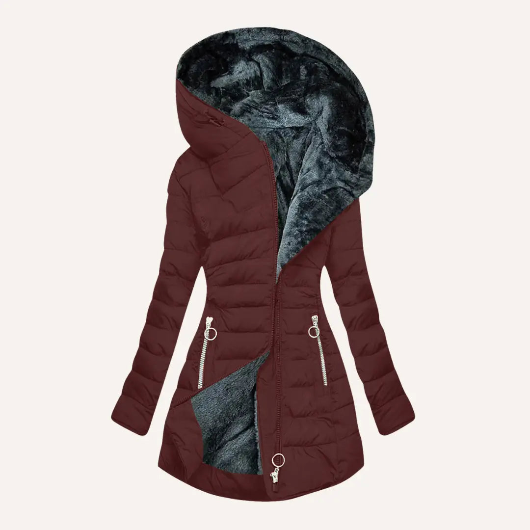 Valeria | Mujer Chaqueta de Invierno Entallada con Capucha y Forro
