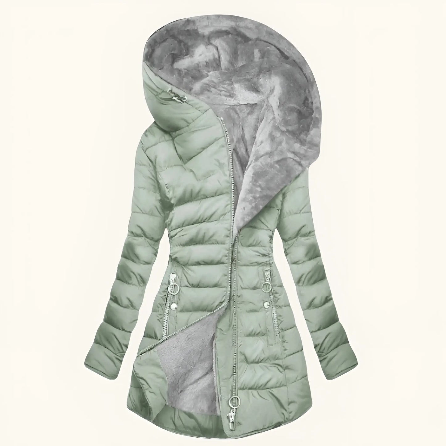 Valeria | Mujer Chaqueta de Invierno Entallada con Capucha y Forro