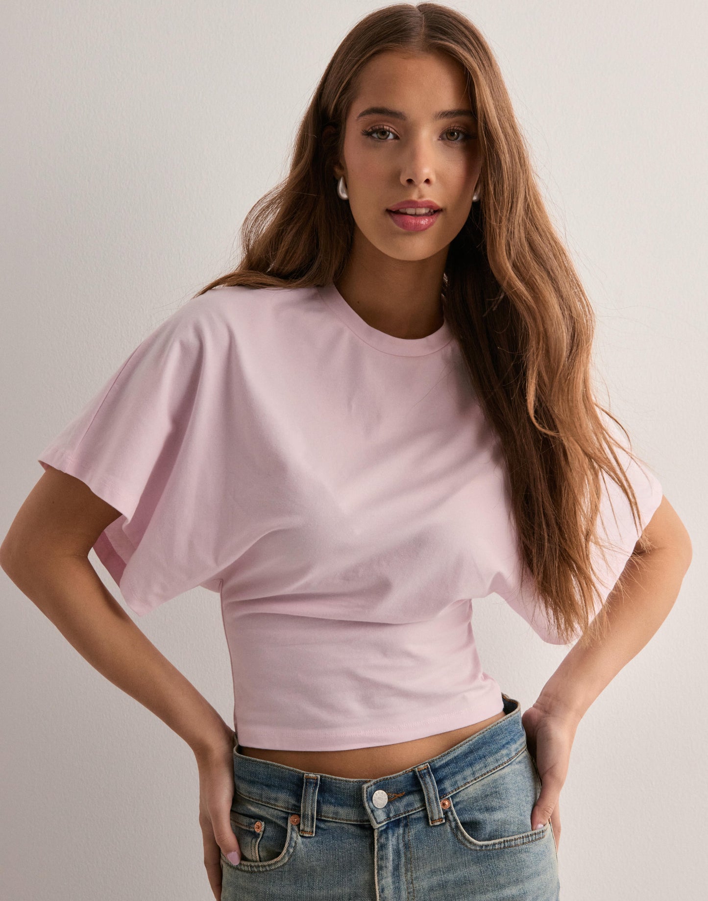 Sofie | Mujer Camiseta Cropped de Algodón con Mangas Murciélago