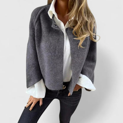 Kyla | Mujer Chaqueta Corta de Aspecto Mohair con Botones