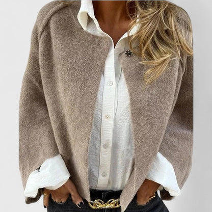 Kyla | Mujer Chaqueta Corta de Aspecto Mohair con Botones