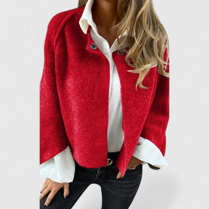 Kyla | Mujer Chaqueta Corta de Aspecto Mohair con Botones