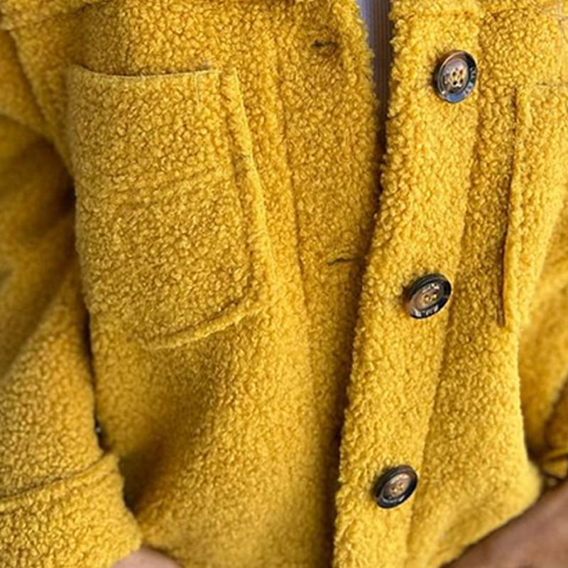 Maya | Mujer Chaqueta Oversize de Aspecto Teddy con Botones