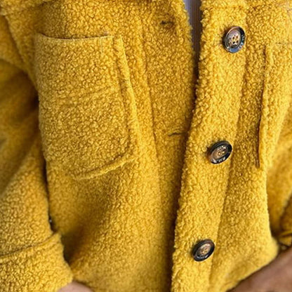 Maya | Mujer Chaqueta Oversize de Aspecto Teddy con Botones