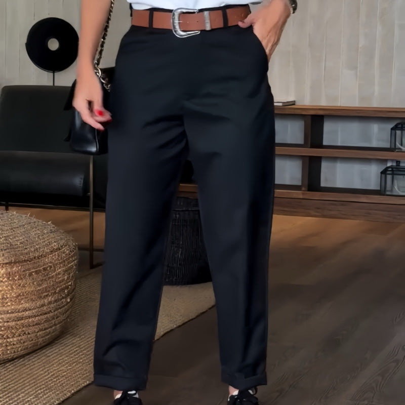 Melania | Mujer Pantalón de Vestir de Cintura Alta Corte Recto