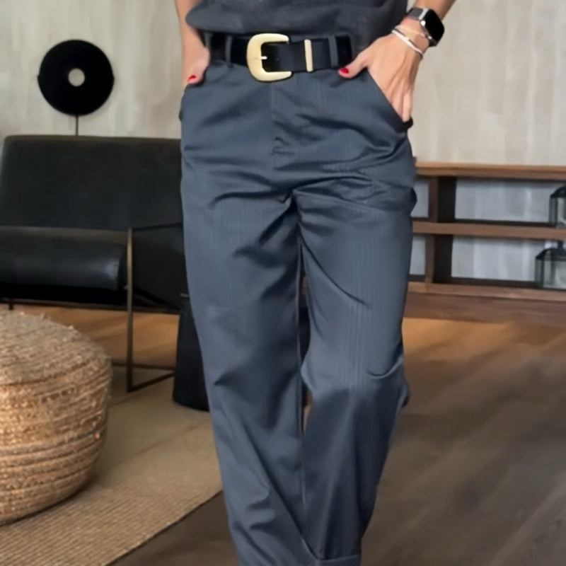Melania | Mujer Pantalón de Vestir de Cintura Alta Corte Recto
