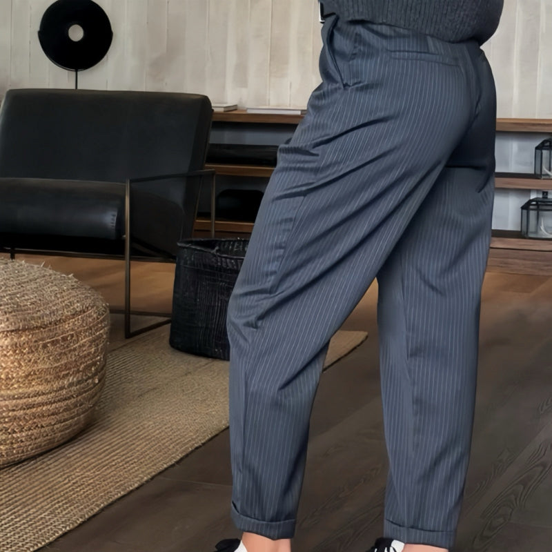 Melania | Mujer Pantalón de Vestir de Cintura Alta Corte Recto