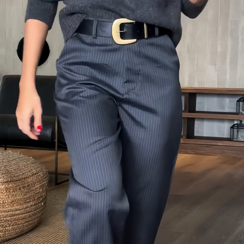 Melania | Mujer Pantalón de Vestir de Cintura Alta Corte Recto