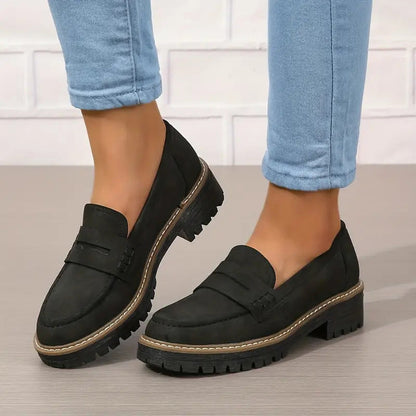 Frida | Mujer Mocasines de Ante con Suela Gruesa Antideslizante