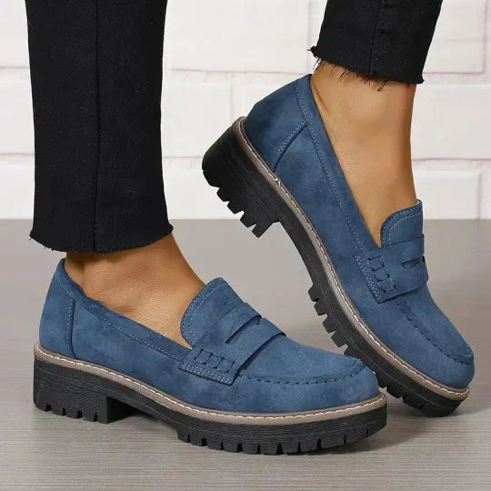 Frida | Mujer Mocasines de Ante con Suela Gruesa Antideslizante
