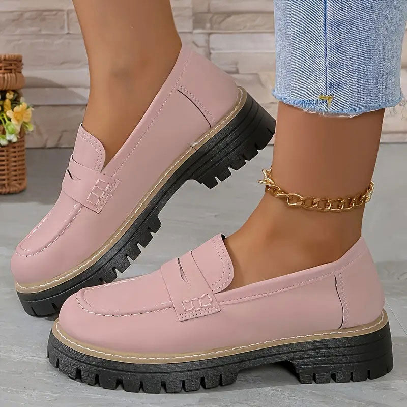 Frida | Mujer Mocasines de Ante con Suela Gruesa Antideslizante