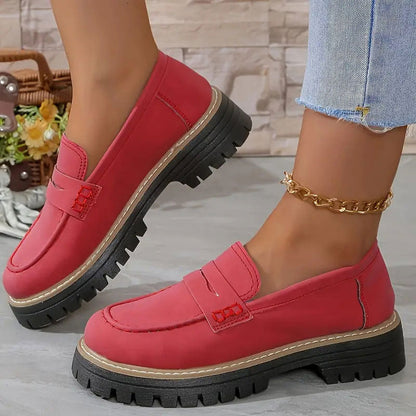 Frida | Mujer Mocasines de Ante con Suela Gruesa Antideslizante