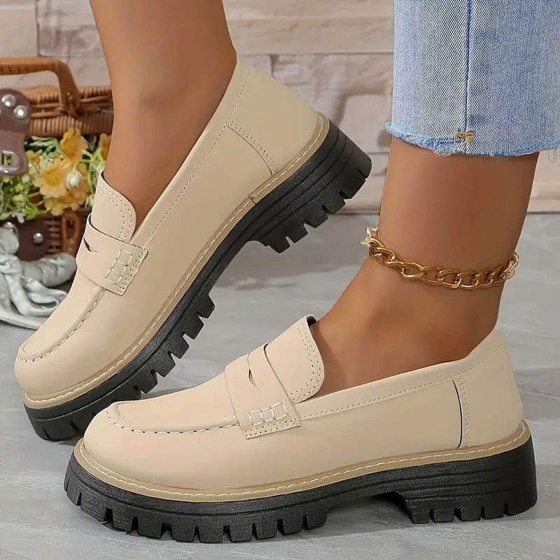 Frida | Mujer Mocasines de Ante con Suela Gruesa Antideslizante
