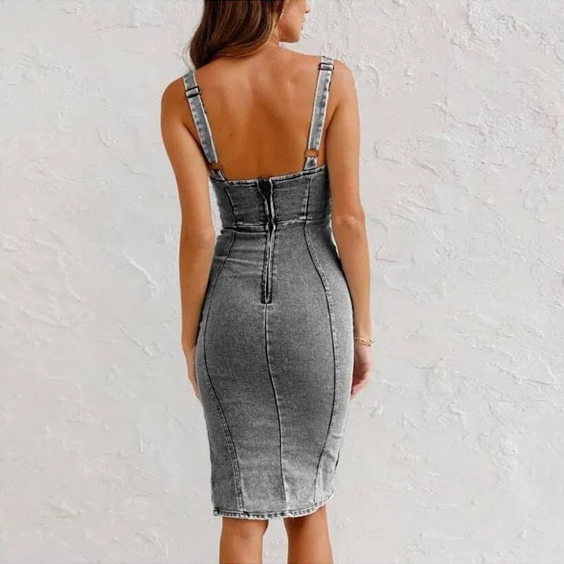Elianni | Mujer Vestido Camisole Vaquero Ajustado con Tirantes