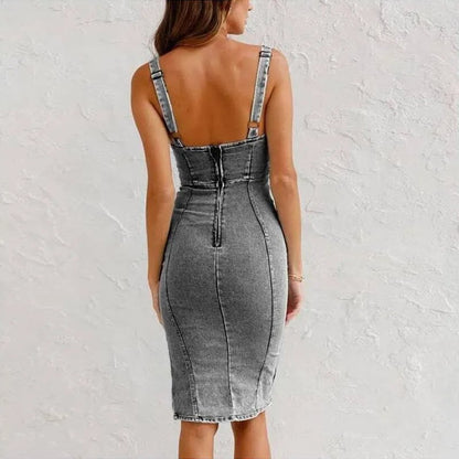 Elianni | Mujer Vestido Camisole Vaquero Ajustado con Tirantes