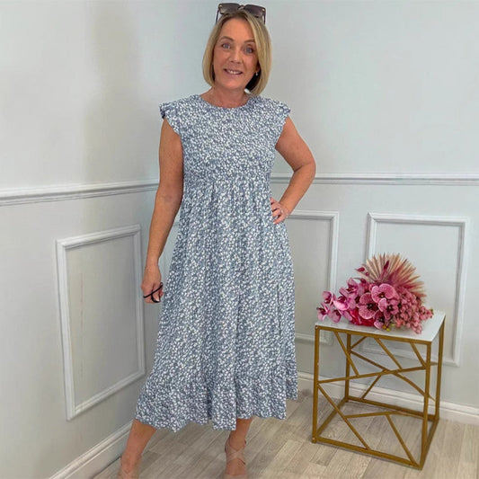 Diane | Mujer Vestido Smock Amplio con Pliegues Fruncidos