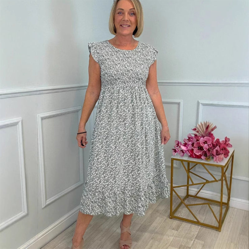 Diane | Mujer Vestido Smock Amplio con Pliegues Fruncidos