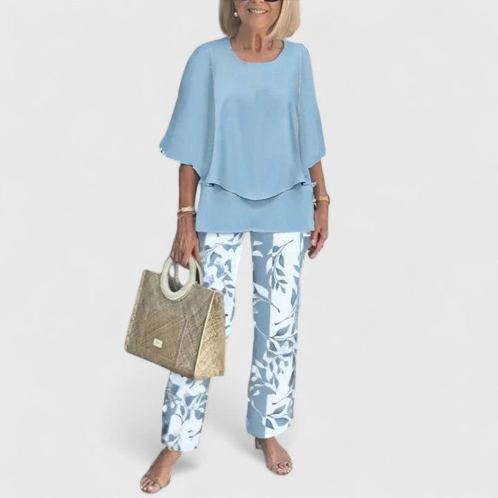 Mireille | Mujer Blusa Fluida en Capas con Pliegues