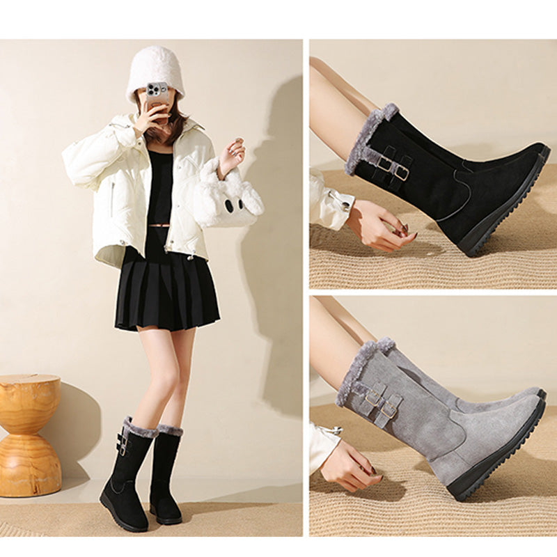 Marilysse | Mujer Botas de Nieve a Media Pantorrilla con Cremallera