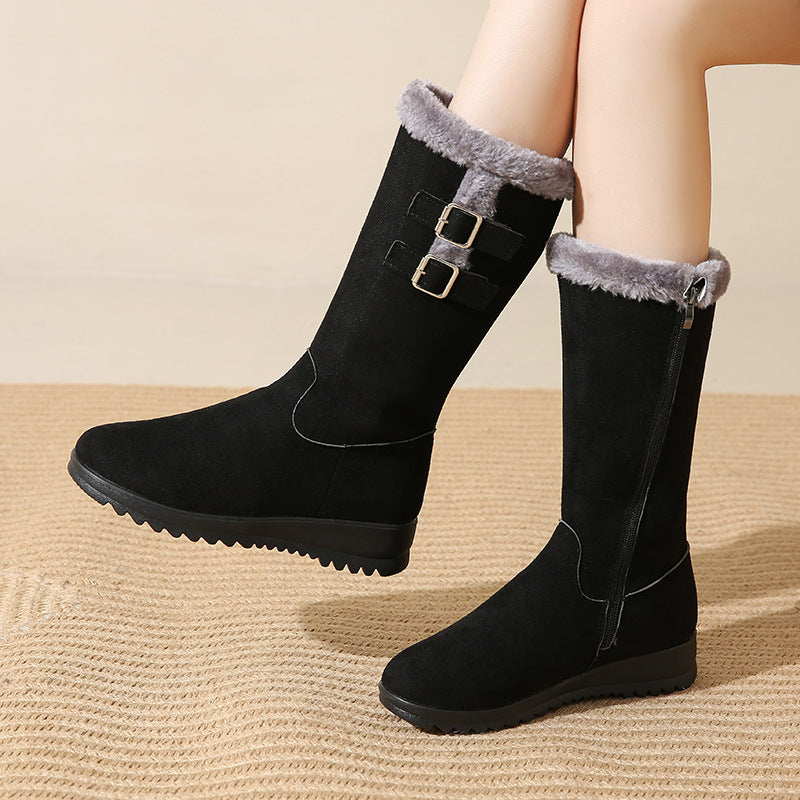 Marilysse | Mujer Botas de Nieve a Media Pantorrilla con Cremallera