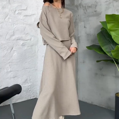 Kalissavine | Mujer Conjunto de Punto de Vestido Midi y Top Corto