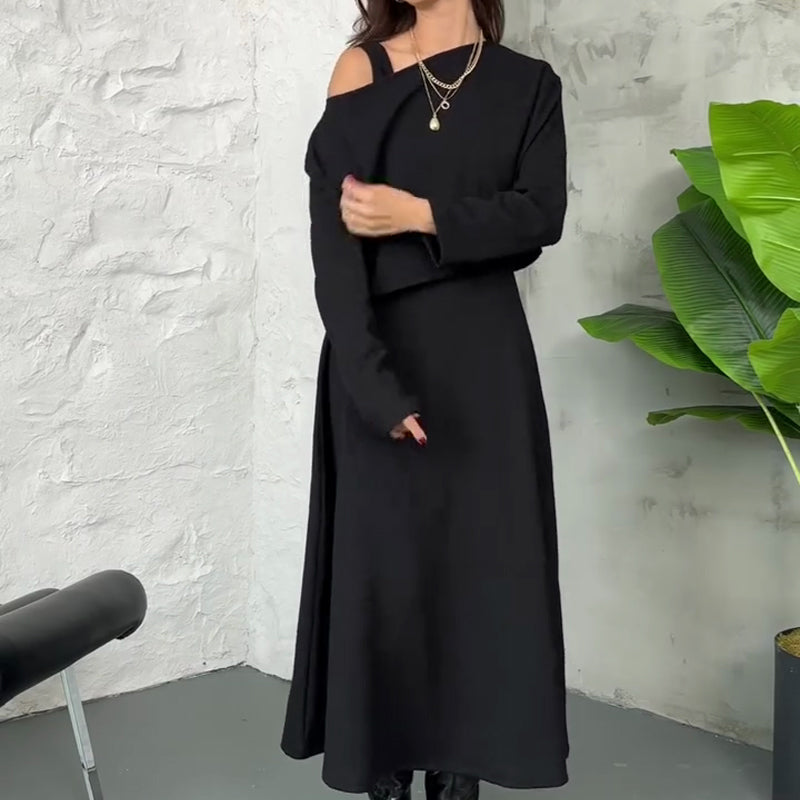 Kalissavine | Mujer Conjunto de Punto de Vestido Midi y Top Corto