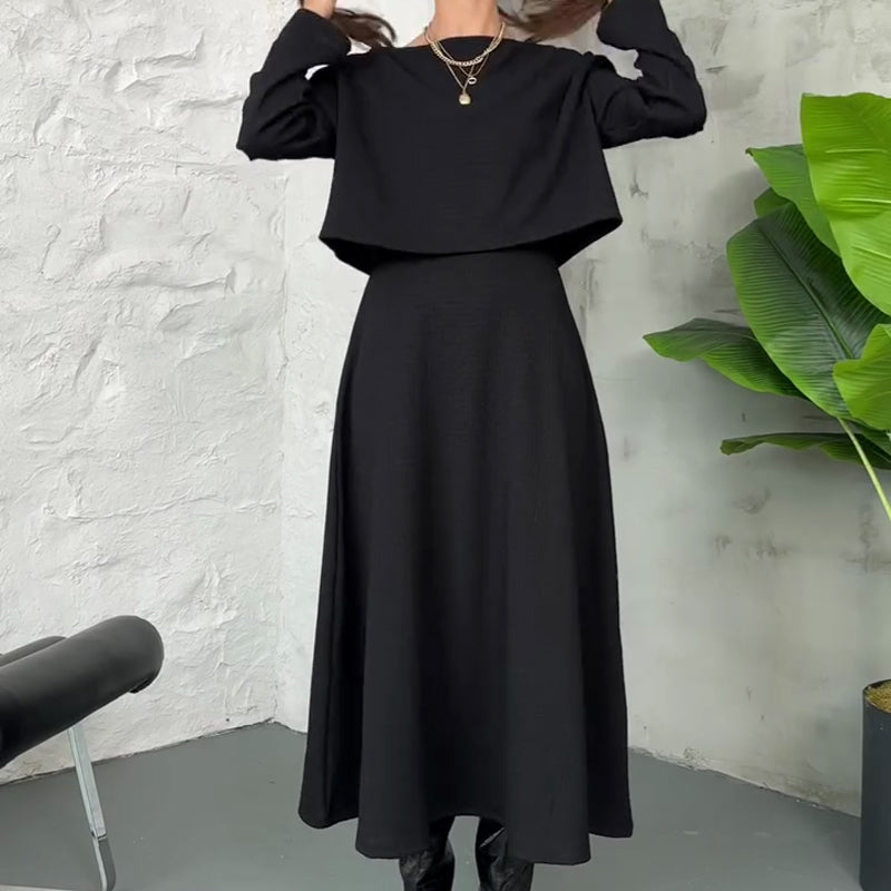 Kalissavine | Mujer Conjunto de Punto de Vestido Midi y Top Corto