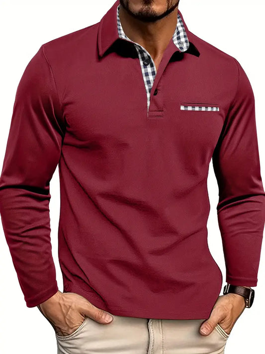 Johnny | Hombre Polo de Manga Larga con Detalle de Cuadros