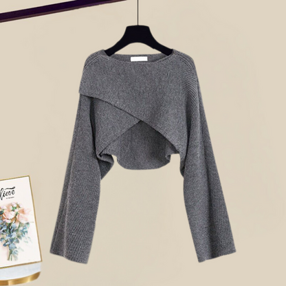 Alice | Mujer Conjunto de Vestido Corte en A y Suéter Corto