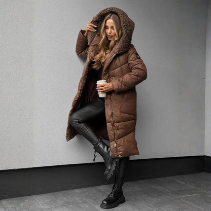 Delilah | Mujer Chaqueta Puffer Larga Acolchada con Capucha