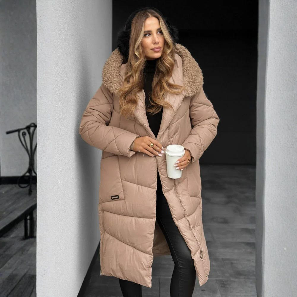 Delilah | Mujer Chaqueta Puffer Larga Acolchada con Capucha