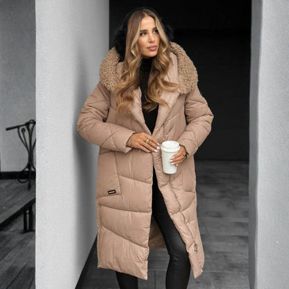 Delilah | Mujer Chaqueta Puffer Larga Acolchada con Capucha