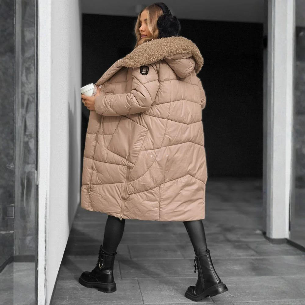 Delilah | Mujer Chaqueta Puffer Larga Acolchada con Capucha