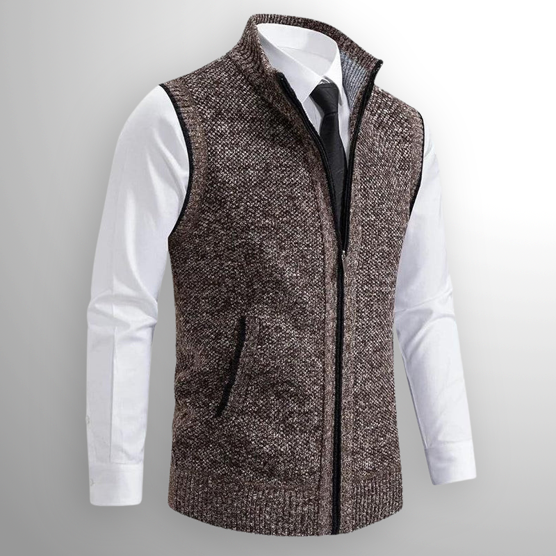 Alexander | Hombre Chaleco de Punto con Cremallera y Bolsillos