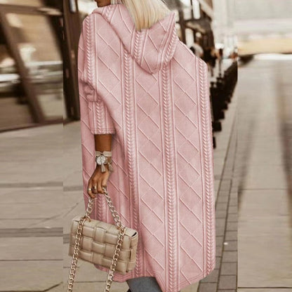 Sienna | Mujer Cárdigan de Punto con Capucha y Trenzas Gruesas