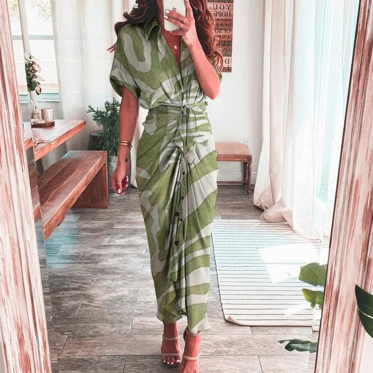 Zwaantje | Mujer Vestido Entallado con Volantes y Lazo