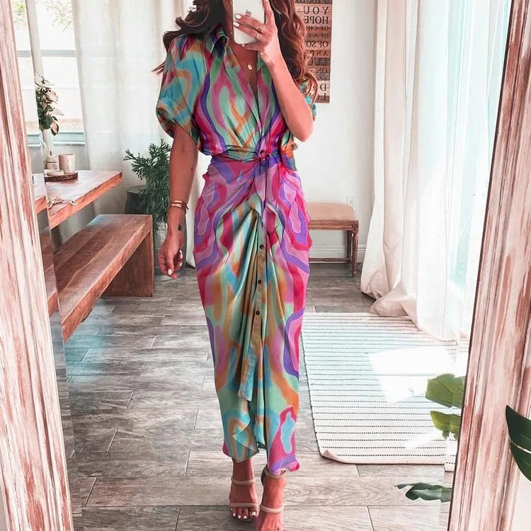 Zwaantje | Mujer Vestido Entallado con Volantes y Lazo