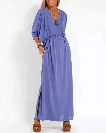 Savannah | Mujer Vestido Maxi Fluido con Bolsillos Laterales
