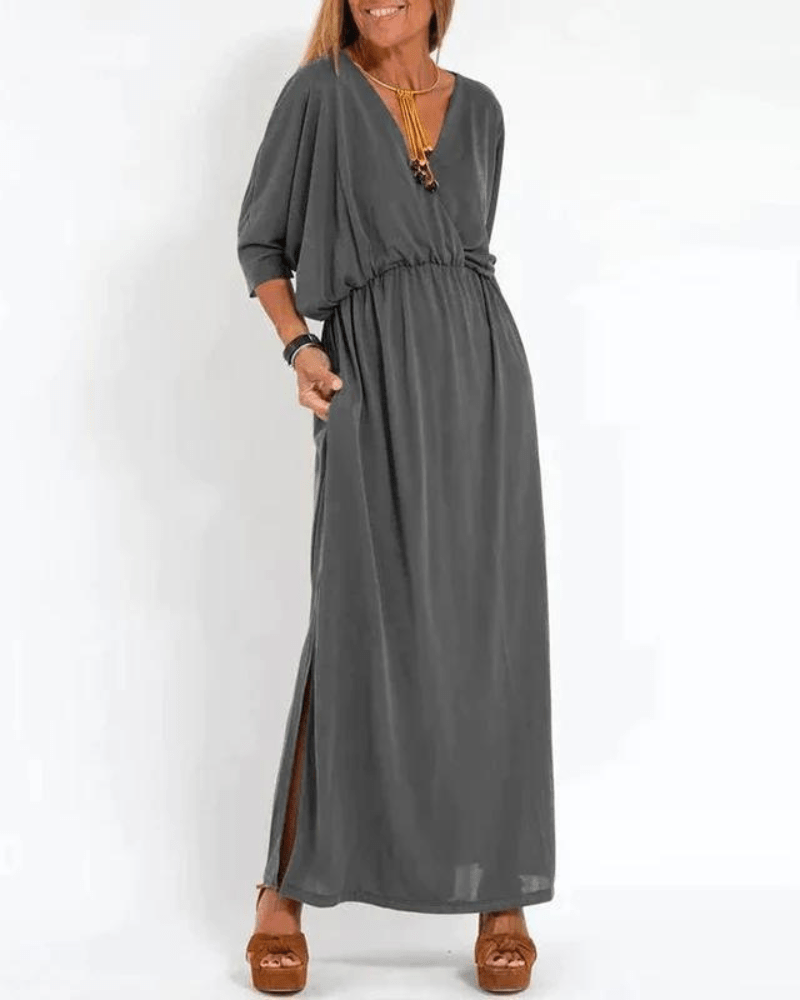 Savannah | Mujer Vestido Maxi Fluido con Bolsillos Laterales
