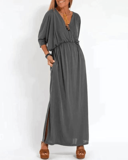 Savannah | Mujer Vestido Maxi Fluido con Bolsillos Laterales
