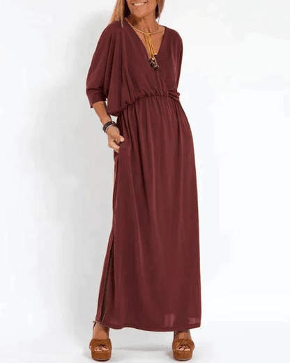 Savannah | Mujer Vestido Maxi Fluido con Bolsillos Laterales