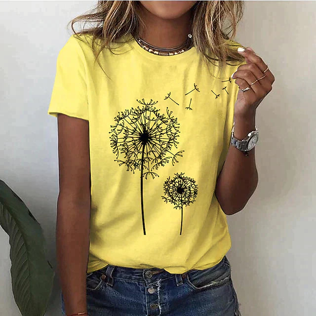 Carina | Mujer Camiseta con Estampado de Diente de León