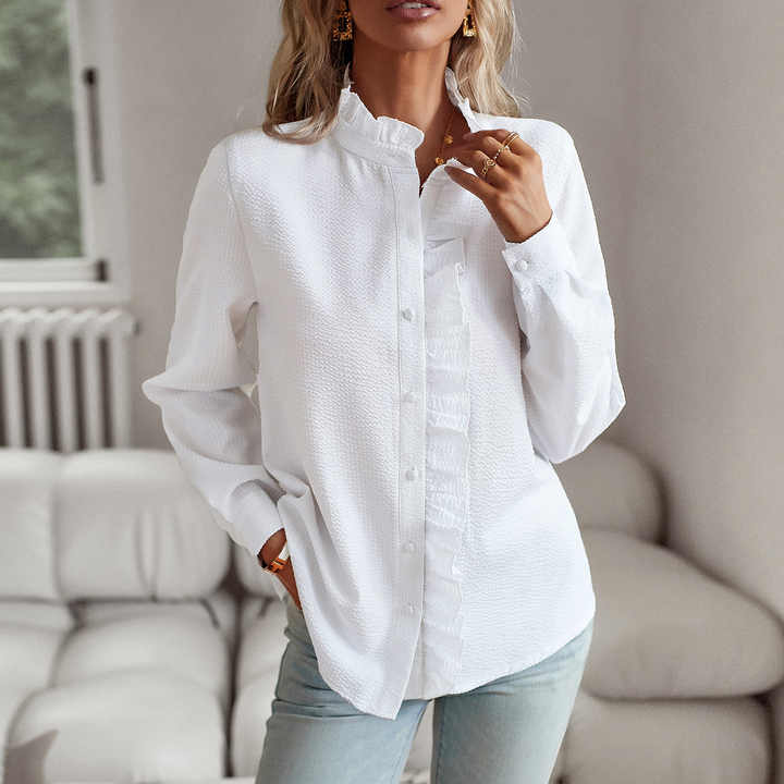 Noelle | Mujer Camisa Fluida con Pliegues y Manga Larga